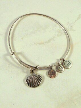 Alex And Ani Charm Bangle Bracelet With Sea Shell Charm Plus Energy Charms